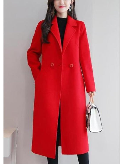 Women's Overcoat Long Coat Duble Breasted Lapel Winter Coat Warm Windproof Trench Coat Slim Fit Elegant Casual Jacket Long Sleeve Outerwear