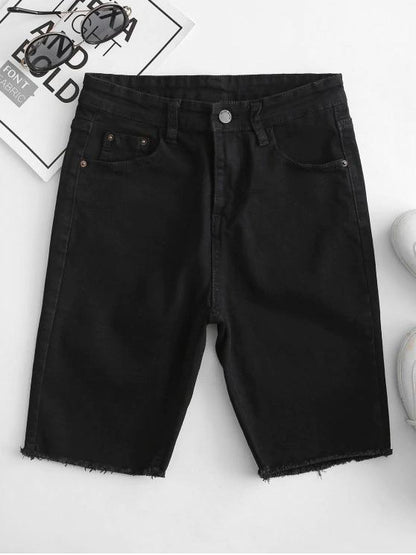 Y2K Pocket Skinny Frayed Denim Shorts for Women