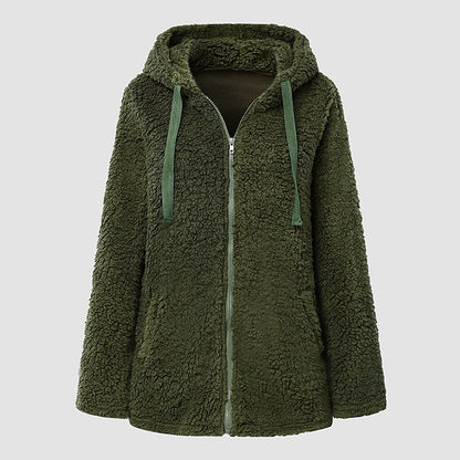 Chic & Modern Women's Sherpa Teddy Coat Zip-Up Hoodie for Daily Fall Wardrobe