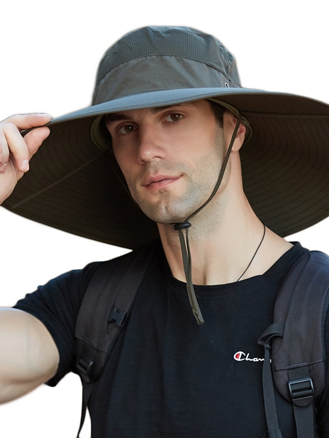 Super Wide Brim Sun Hat UPF50+ Waterproof Bucket Hat Sunscreen Sun Hat Fishing Hat Fisherman Hat Hiking Hat for Fishing Hiking Camping, Army Green Grey Dark Gray