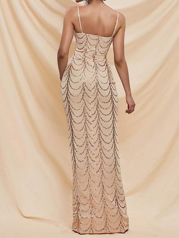 Zip Back Sequin Maxi Prom Dress - LuckyFash™