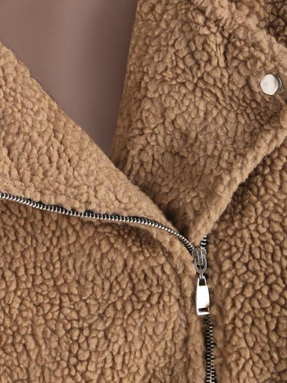 Zip Up Flap Pocket Teddy Coat - LuckyFash™