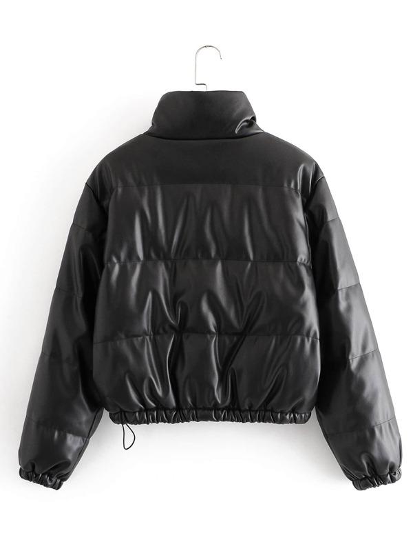 Zip Up Snap Button Drawstring Hem Jacket - LuckyFash™