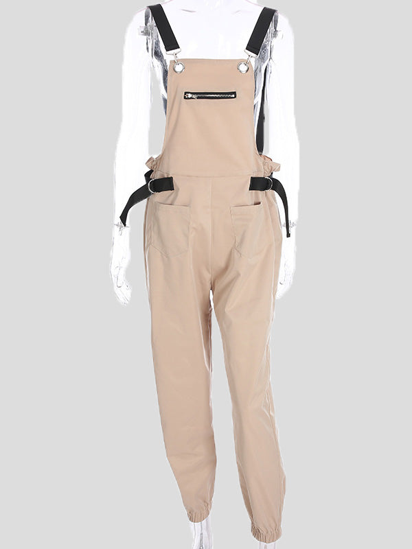 Women's Jumpsuits Zip Multi-Pocket Suspender Jumpsuit