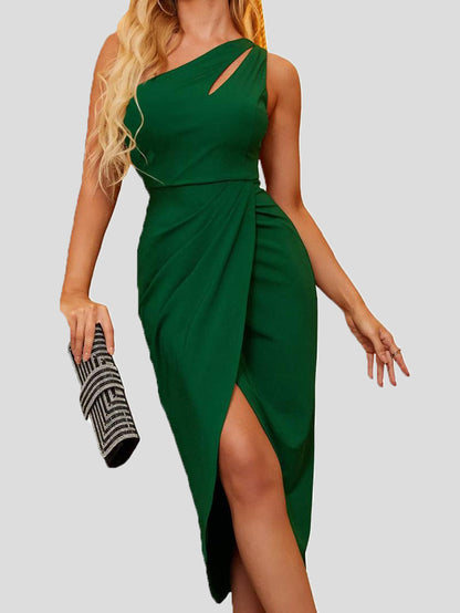 Women's Dresses One Shoulder Cutout Sleeveless Slit Dress