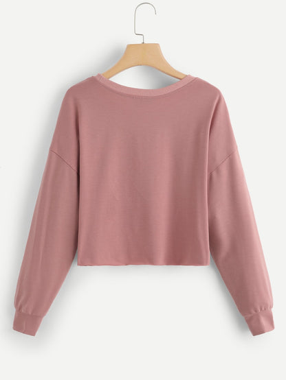 Drop Shoulder Solid Sweatshirt