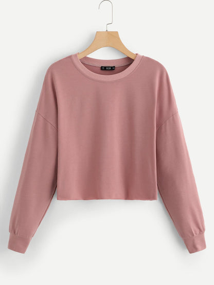 Drop Shoulder Solid Sweatshirt