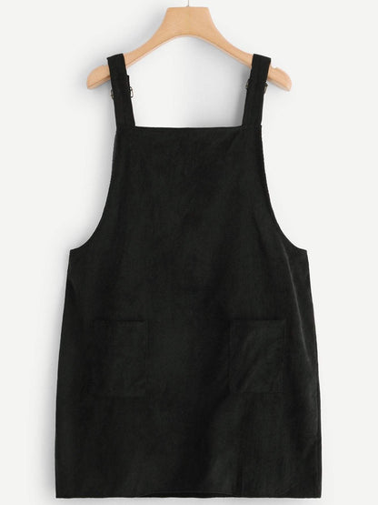 Plus Pocket Front Cord Overall Dress