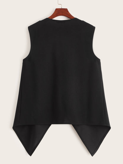 Button Shoulder Duster Vest