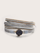 1pc Stone & Rhinestone Decor Layered Bracelet - LuckyFash™