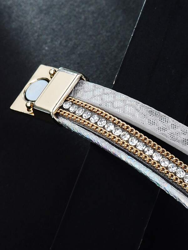 1pc Stone & Rhinestone Decor Layered Bracelet - LuckyFash™