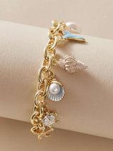 1pc Shell & Faux Pearl Chain Bracelet - LuckyFash™