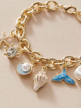 1pc Shell & Faux Pearl Chain Bracelet - LuckyFash™