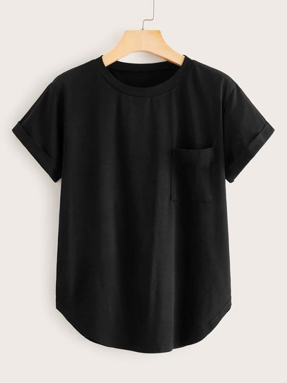 Plus Pocket Detail Curved Hem Tee