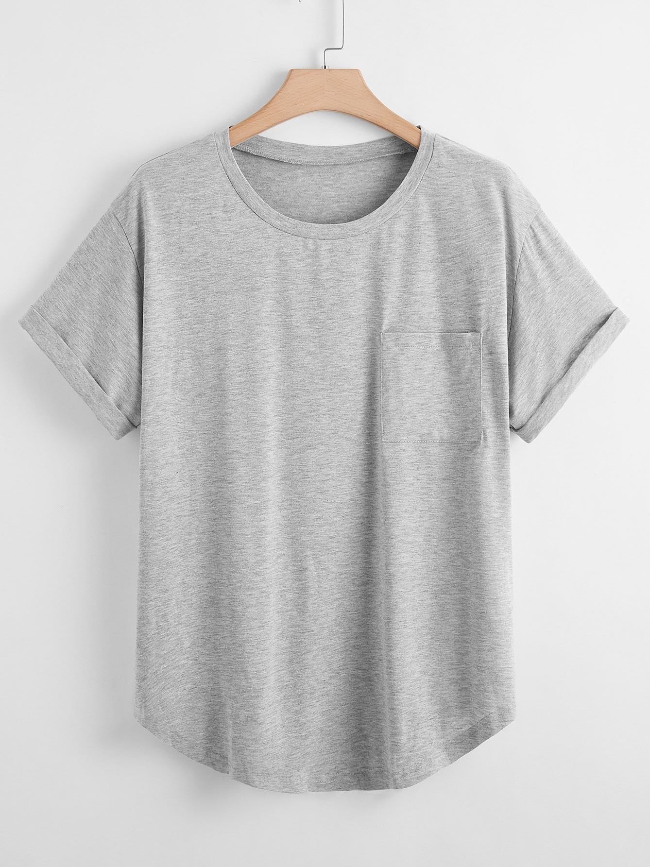 Plus Pocket Detail Curved Hem Tee