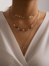 Moon & Star Charm Layered Necklace - LuckyFash™