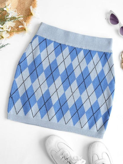 Argyle Knit Slinky Skirt