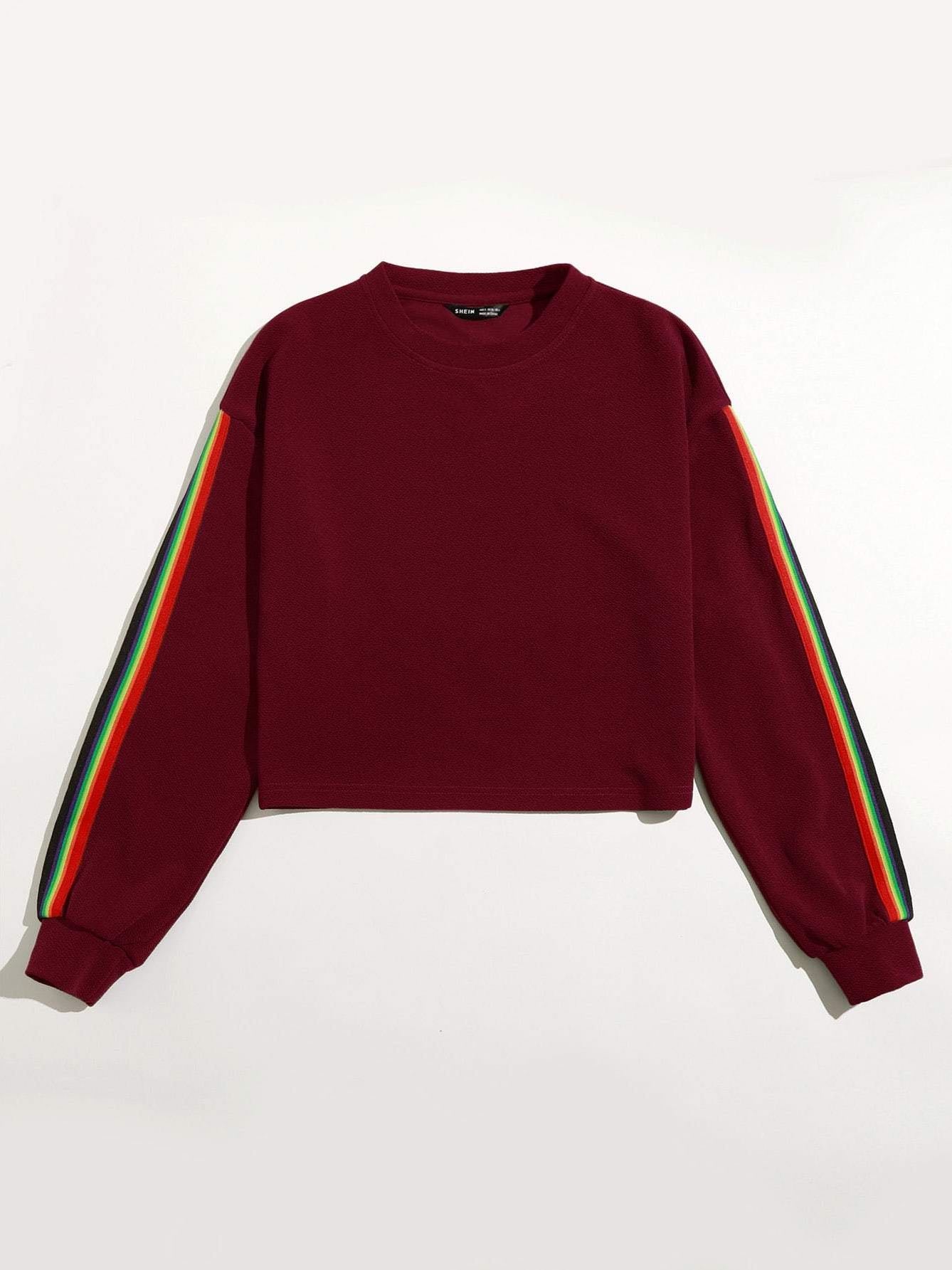 Rainbow Striped Tape Side Pullover
