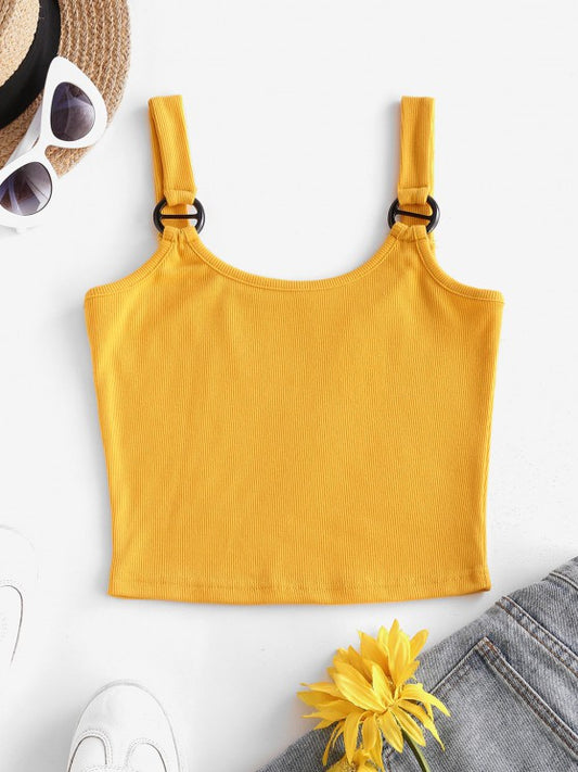 Ribbed Ring Slim Crop Tank Top