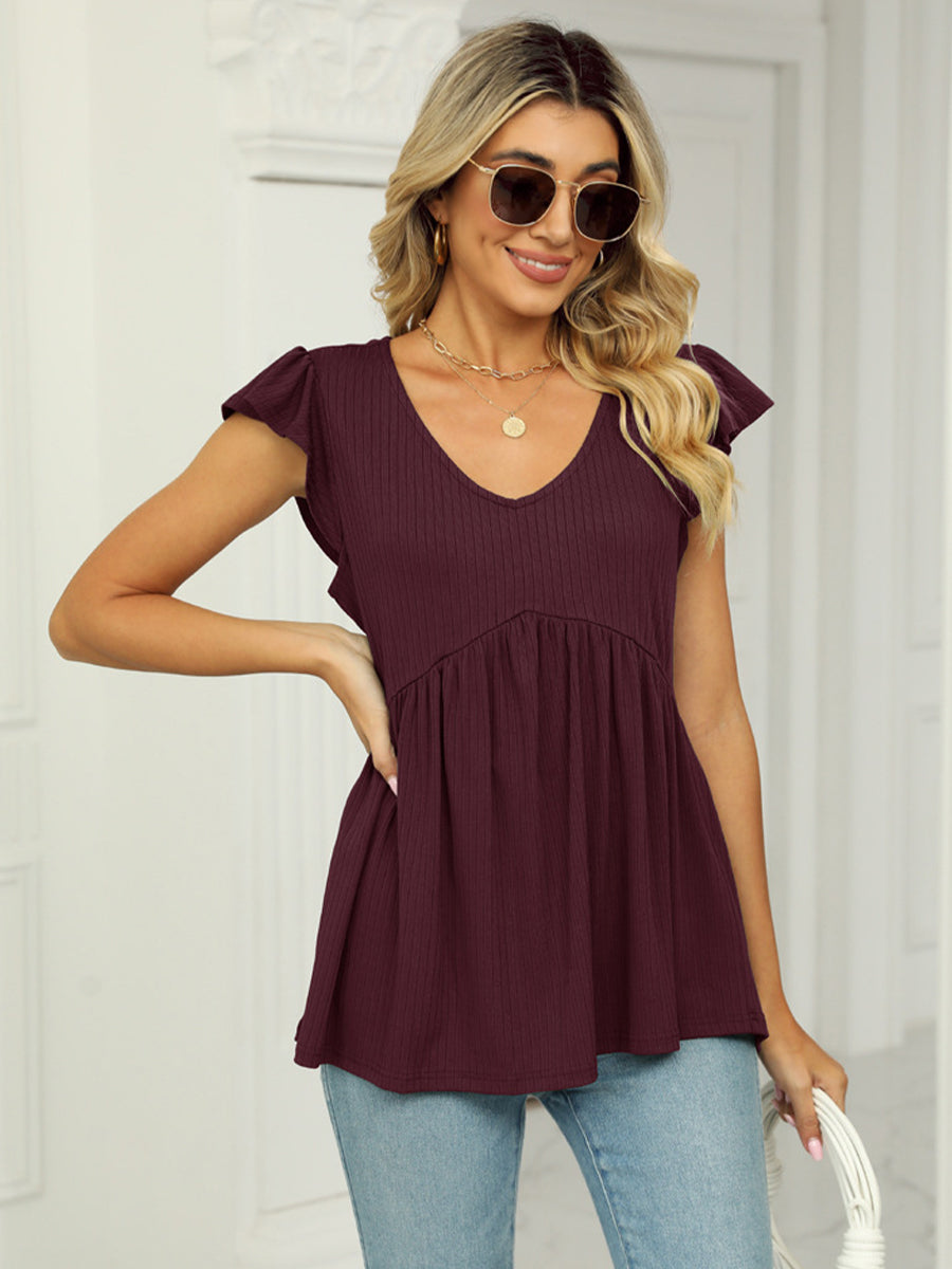 Blouses - Tops V Neck Sleeveless Solid Color Casual Versatile Tank Top - MsDressly