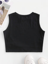 Ring Cutout Such Cute Graphic Tank Top