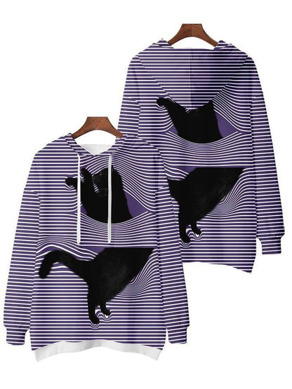 2021 autumn and winter women's new striped cat hooded sweater - INS | Online Fashion Free Shipping Clothing, Dresses, Tops, Shoes