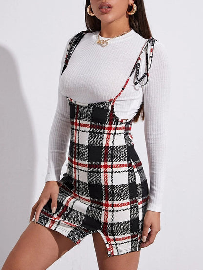 Women Slip Plaid Cherrykeke Dress