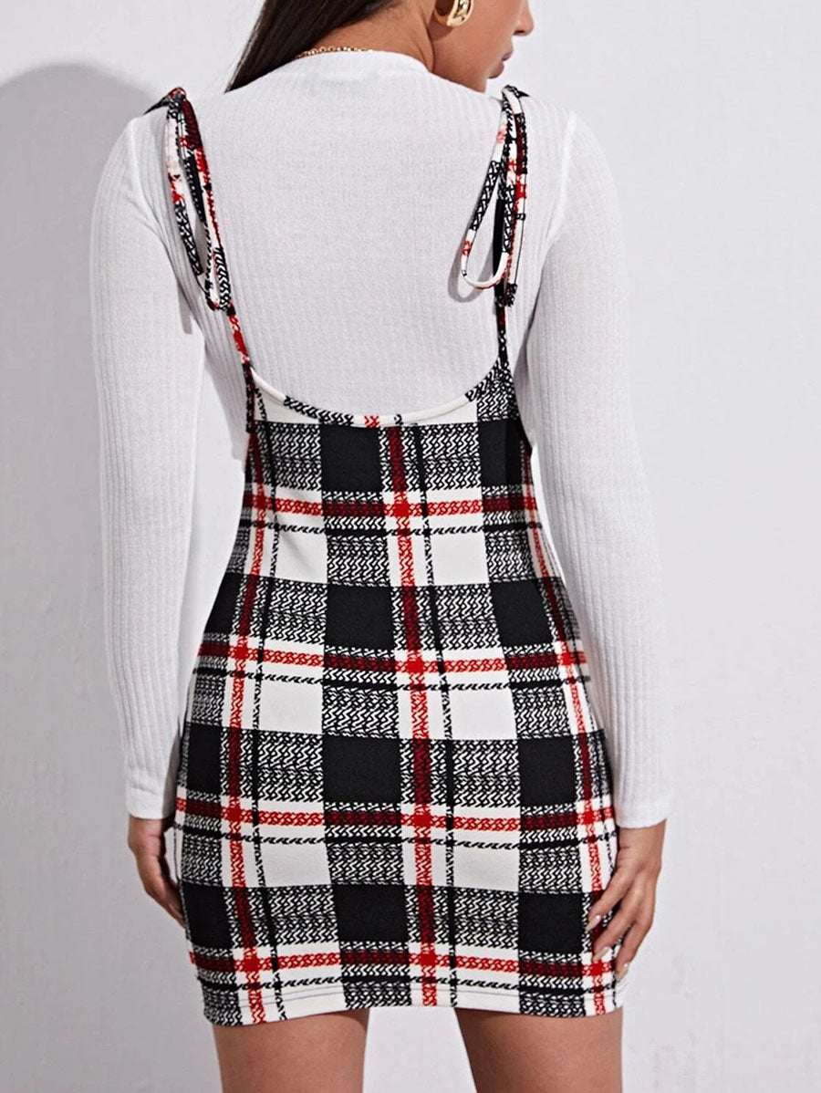 Women Slip Plaid Cherrykeke Dress