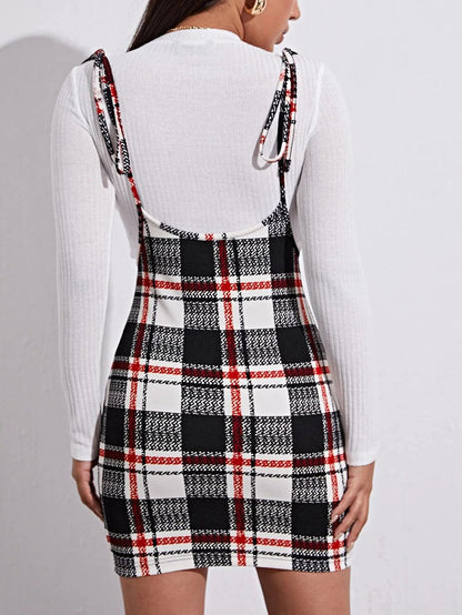 Women Slip Plaid Cherrykeke Dress