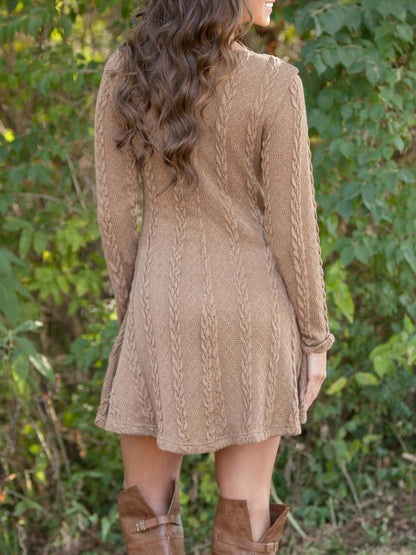 Women's Dresses Round Neck Long Sleeve Sweater Mini Dress