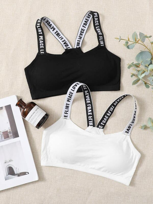 2pack Letter Strap Bralette - INS | Online Fashion Free Shipping Clothing, Dresses, Tops, Shoes