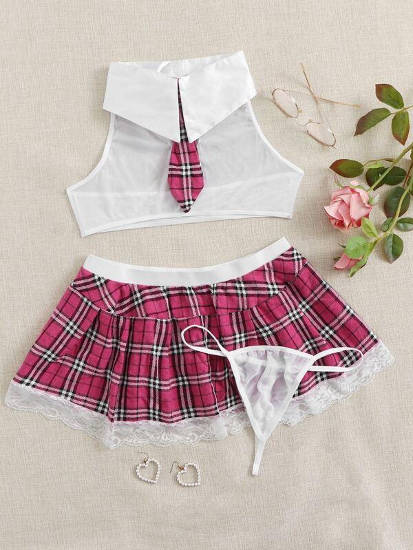 3pack Tartan Uniform Sexy Set With Thong - INS | Online Fashion Free Shipping Clothing, Dresses, Tops, Shoes