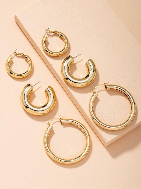 3pairs Chunky Hoop Earrings - INS | Online Fashion Free Shipping Clothing, Dresses, Tops, Shoes