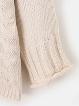 Drop Shoulder Slit Cable Knit Sweater
