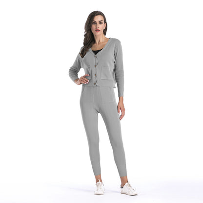 Women's knitted Cardigan suit