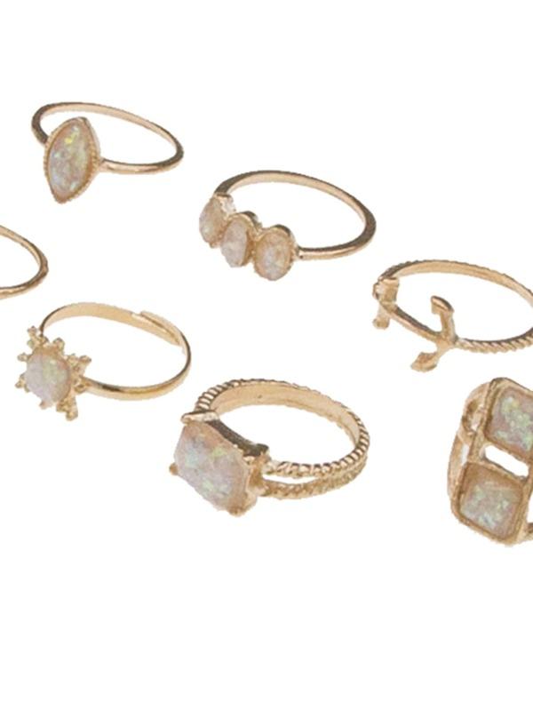 7pcs Gemstone Decor Ring - INS | Online Fashion Free Shipping Clothing, Dresses, Tops, Shoes