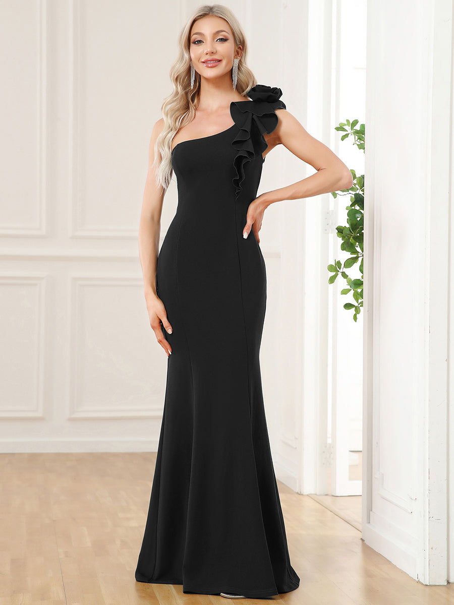 Sexy One Shoulder A Line Floor Length Wholesale Evening Dresses