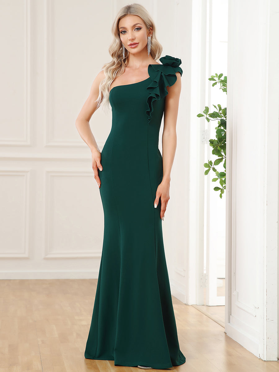 Sexy One Shoulder A Line Floor Length Wholesale Evening Dresses