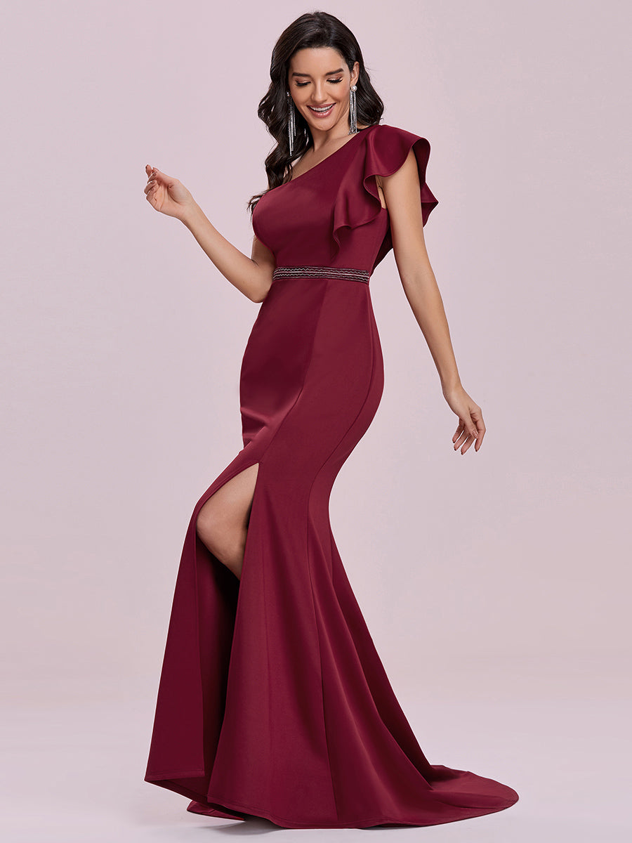 Elegant Maxi One Shoulder Wholesale Evening Dress with Side Split