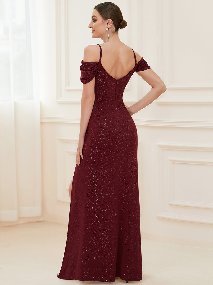 Deep V Neck Wholesale Long Evening Dresses with Split FS