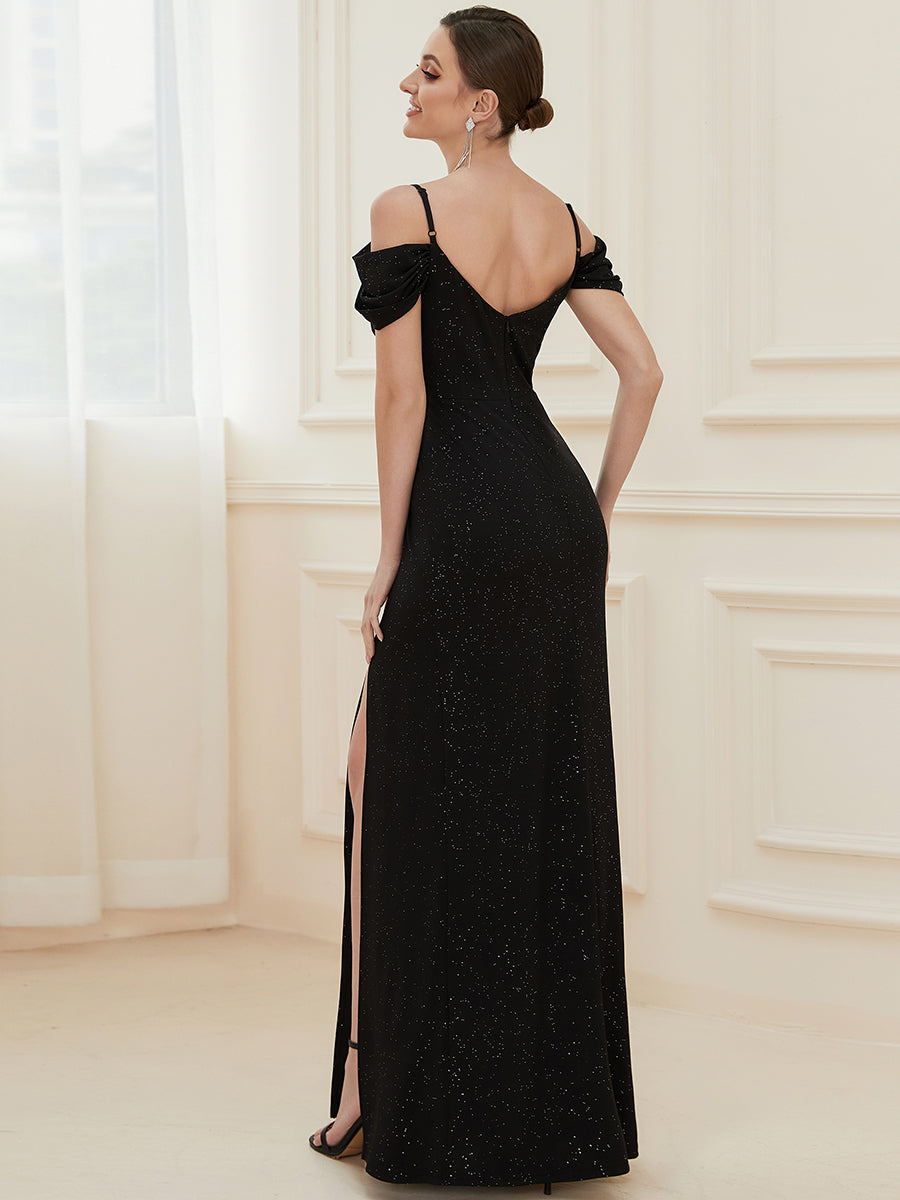 Deep V Neck Wholesale Long Evening Dresses with Split FS