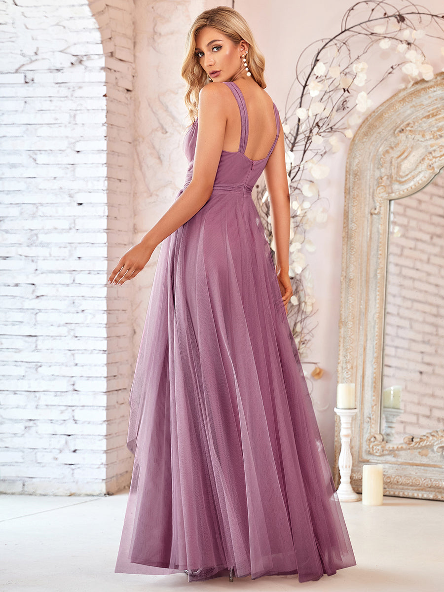 Adorable A Line Sleeveless Wholesale Tulle Bridesmaid Dresses With Belt