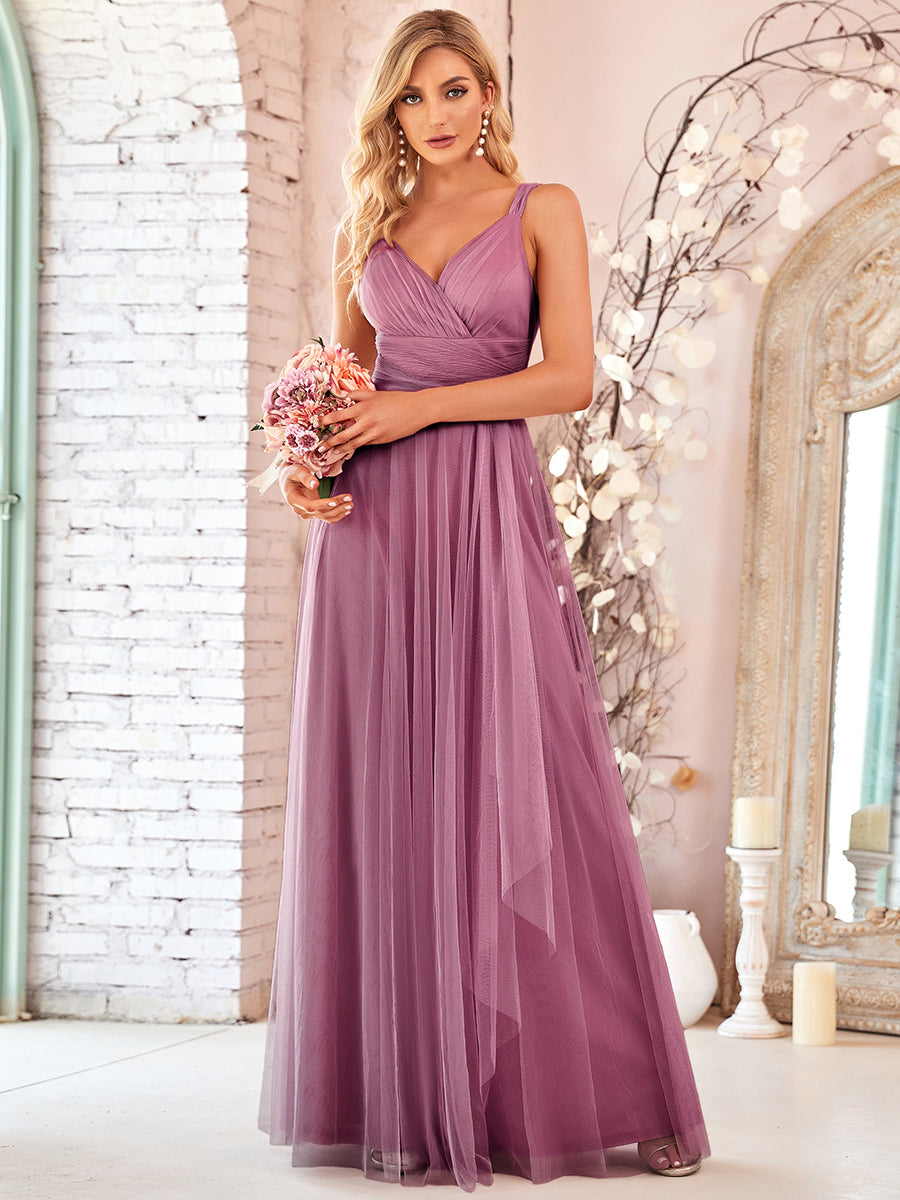 Adorable A Line Sleeveless Wholesale Tulle Bridesmaid Dresses With Belt