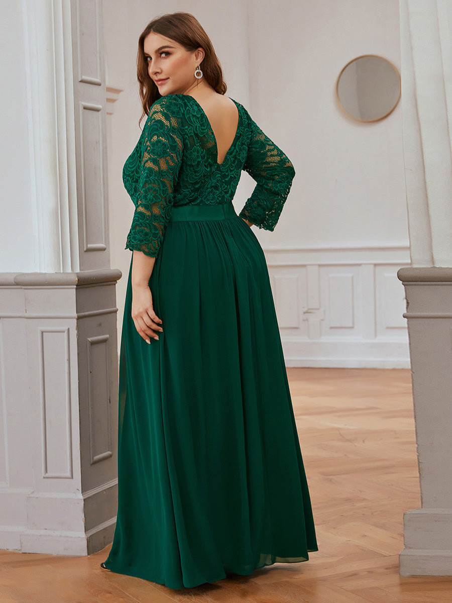 Elegant Empire  Waist Wholesale Bridesmaid Dresses with Long Lace Sleeve