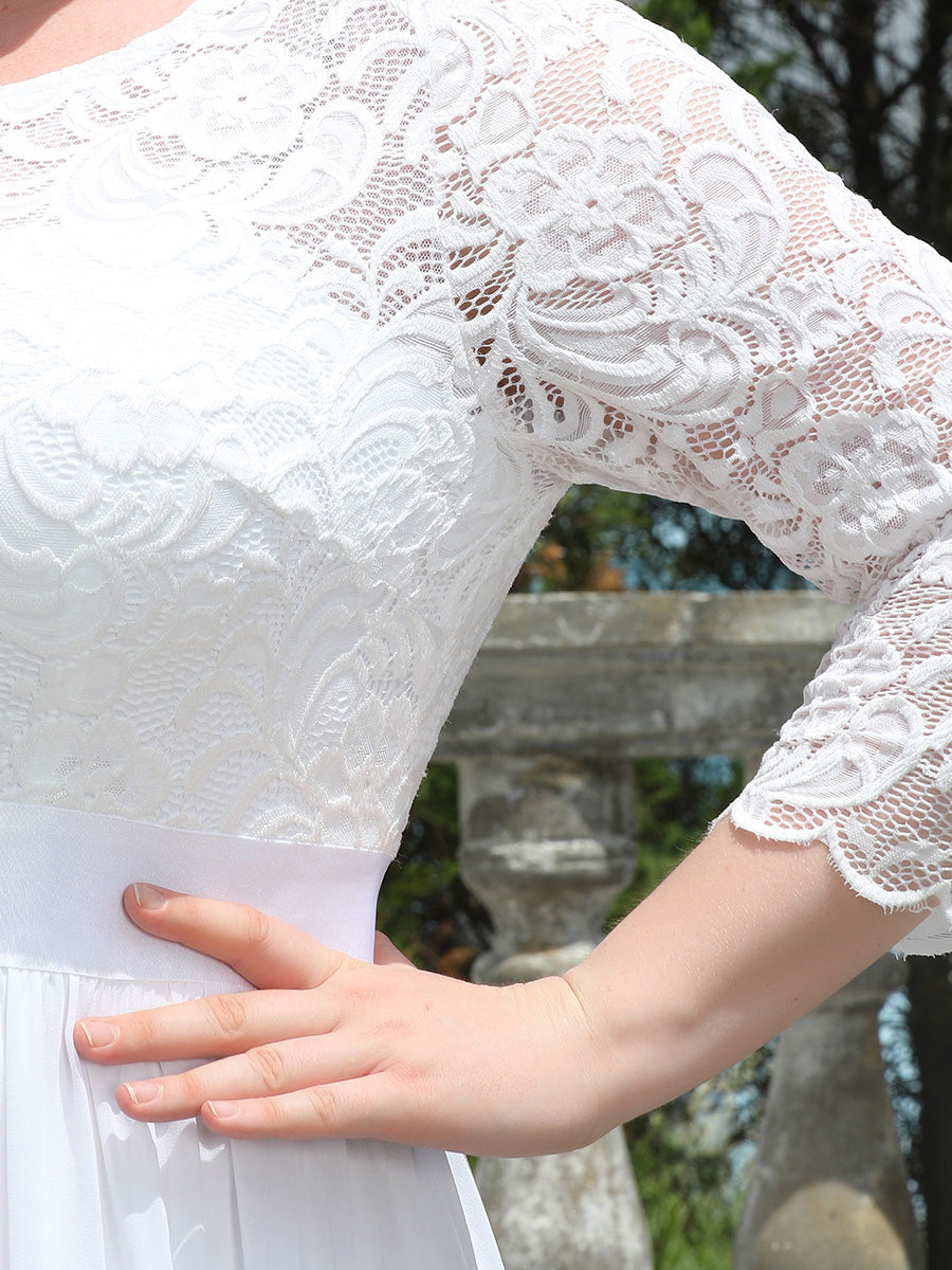 Plus Size Lace Wholesale Bridesmaid Dresses with Long Lace Sleeve