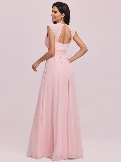 V-Neck Empire Waist Chiffon Maxi Long Wholesale Evening Gowns