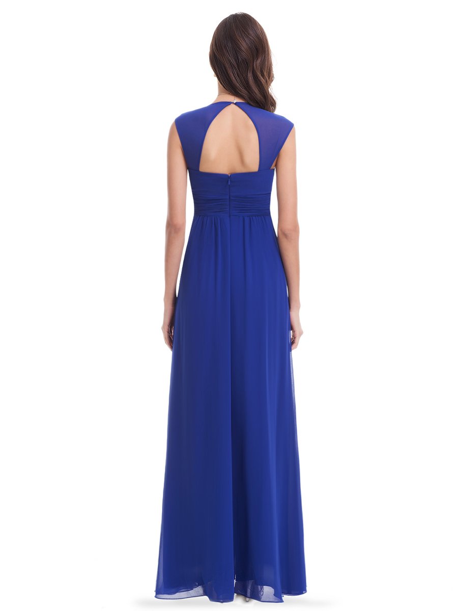 V-Neck Empire Waist Chiffon Maxi Long Wholesale Evening Gowns