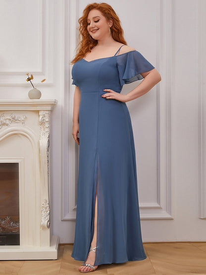 Plain Solid Color Plus Size Wholesale Chiffon Bridesmaid Dress