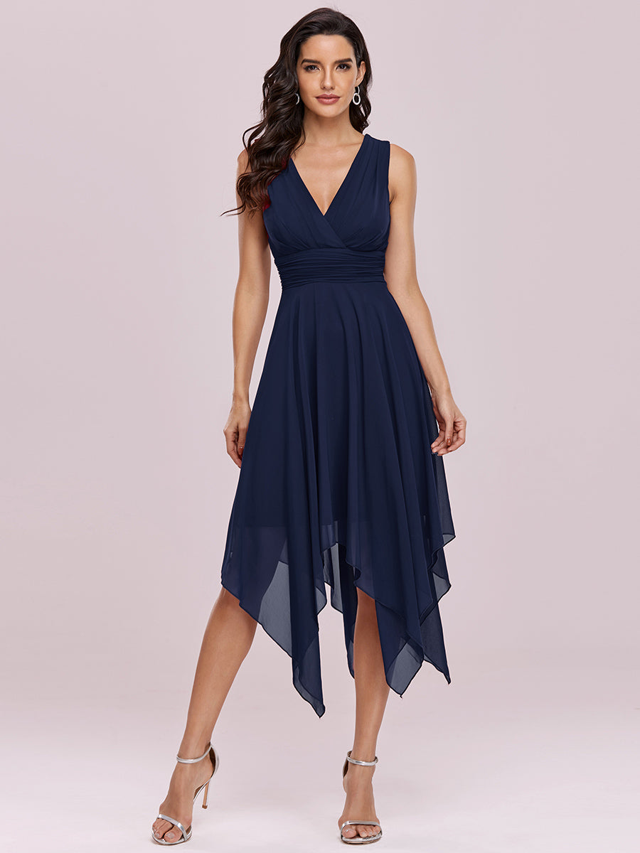 Wholesale Knee Length Chiffon Bridesmaid Dress with Irregular Hem