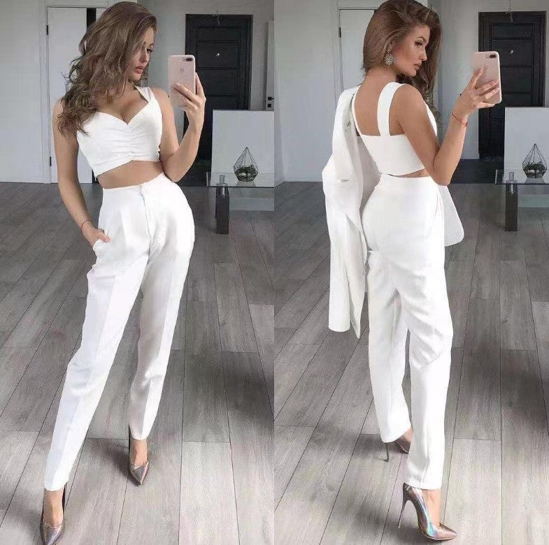 Women's Sets Long Sleeve Small Suit Loose Solid Three-Piece Suit